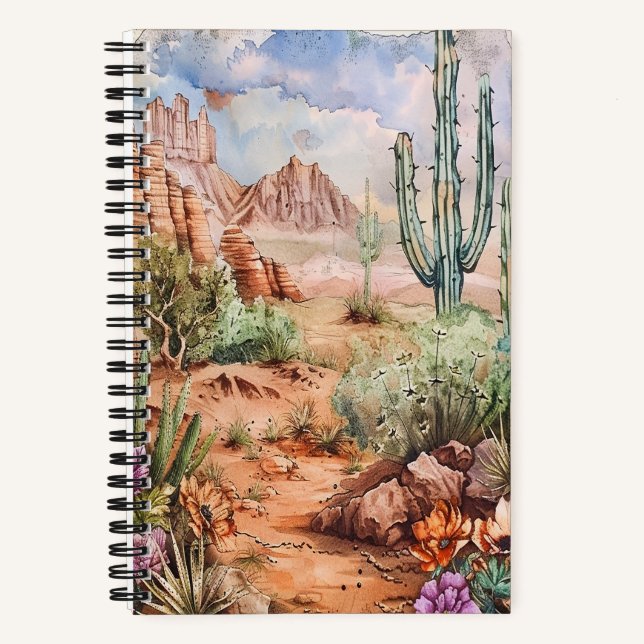 Cuaderno Paisaje desierto 5,5" x 8,5" Espiral para portátil (Anverso)