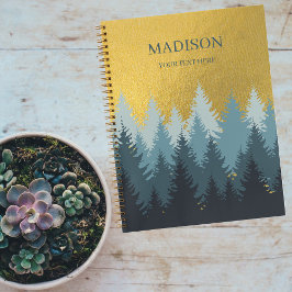 Cuaderno Paisaje dorado de los árboles forestales