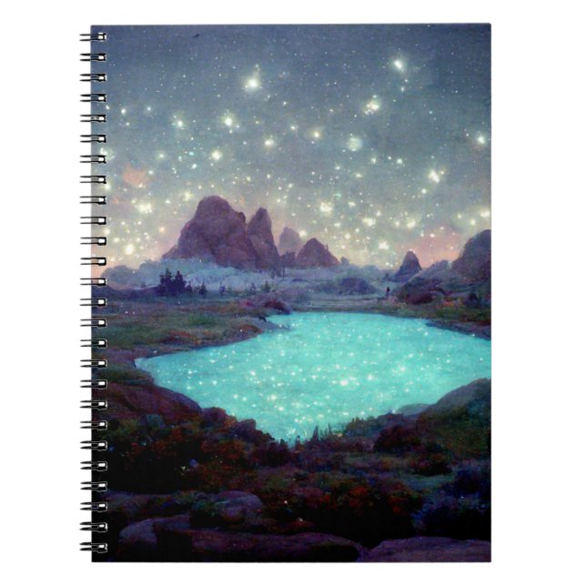 Cuaderno Paisaje fantástico de las estrellas del cielo noct (Frente)