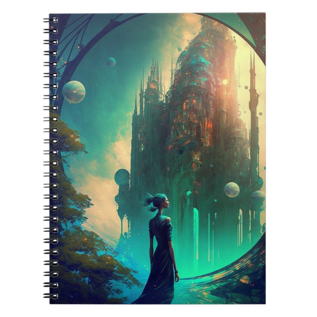 Cuaderno Paisaje Futurista del Castillo de Fantasía (Frente)