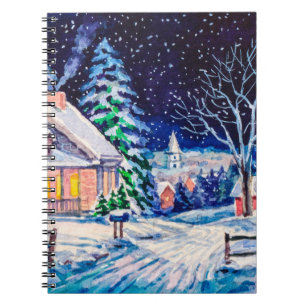 Cuaderno Paisaje invernal nevado. Casa de campo. NAVIDADES
