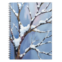 Paisaje Invernal Ramas de Árbol Nevadas Pintadas