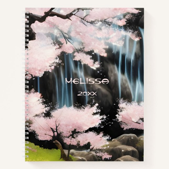 Cuaderno Paisaje japonés del árbol del cerezo (Anverso)