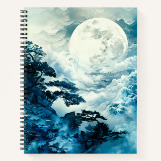 Cuaderno Paisaje místico de montaña bajo la luz de la luna