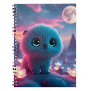 Cuaderno Paisaje Nocturno de Fantasía Mágica Gatito Cósmico