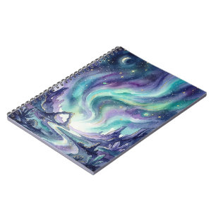 Cuaderno Paisaje nocturno romántico de la Aurora Boreal