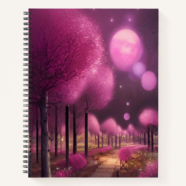 Cuaderno Paisaje nocturno rosado de ensueño (Anverso)