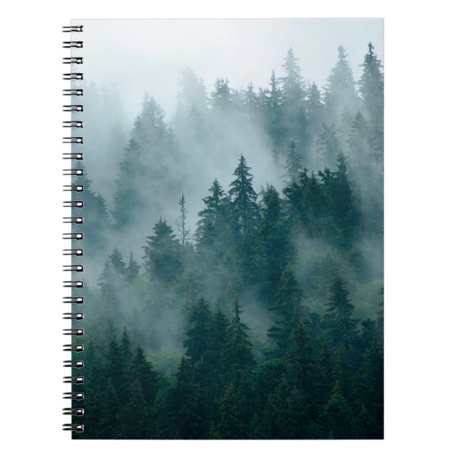 Cuaderno Paisaje oxidado con bosque de abetos en la cosecha (Frente)