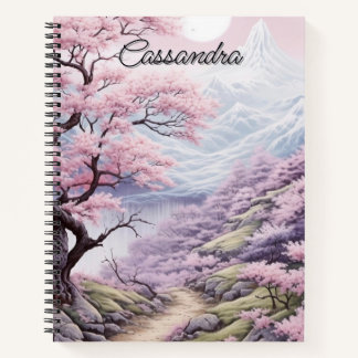 Cuaderno Paisaje personalizable de flor de cerezo