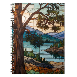 Cuaderno paisaje rústico de la cordillera vidrio de color
