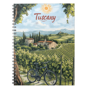 Cuaderno Paisaje toscano con viñedos y bicicleta