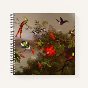 Cuaderno Paisaje tropical con 10 Hummingbirds Heade