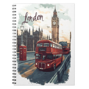 Cuaderno Paisaje urbano de Londres con autobús de dos pisos