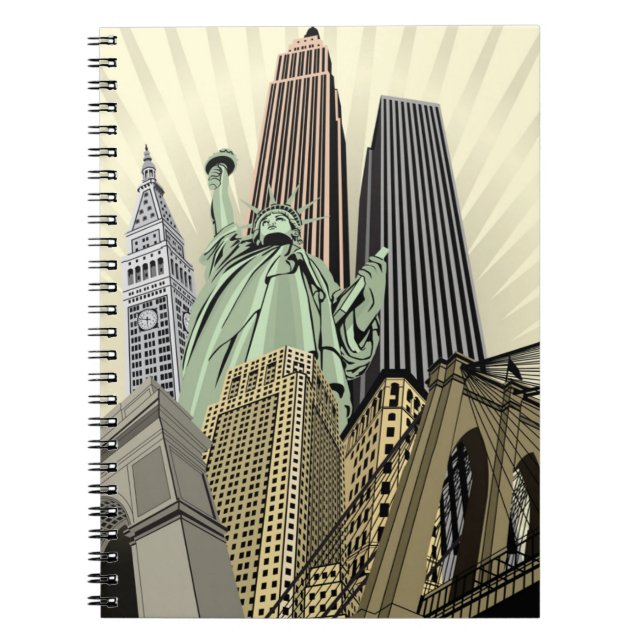 Cuaderno Paisaje urbano estilizado estupendo NYC (Frente)