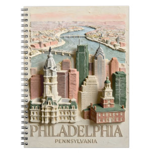 Cuaderno Paisaje urbano texturizado vintage del horizonte d