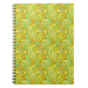 Cuaderno Paisley amarillo turquesa