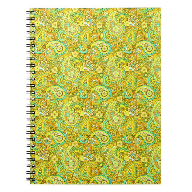 Cuaderno Paisley amarillo turquesa (Frente)