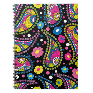 Cuaderno Paisley de estilo tribal, patrón étnico sin fisura