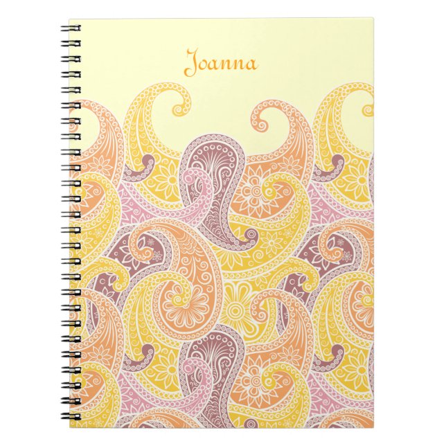 Cuaderno Paisley en equipo portátil de limón (Frente)