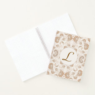 Cuaderno Paisley en la estética beige moderna Tan Brown Ini