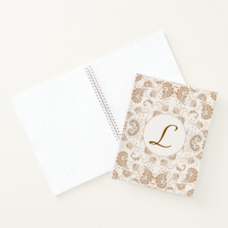 Cuaderno Paisley en la estética beige moderna Tan Brown Ini