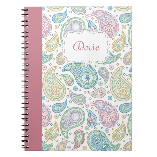 Cuaderno Paisley en portátil rosa (Frente)