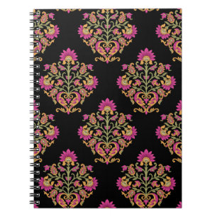 Cuaderno Paisley floral mogol, diseño impecable.