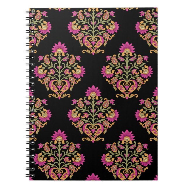 Cuaderno Paisley floral mogol, diseño impecable. (Frente)