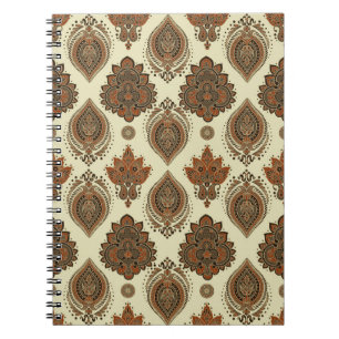 Cuaderno Paisley floral, patrón de cosecha textil asiático.