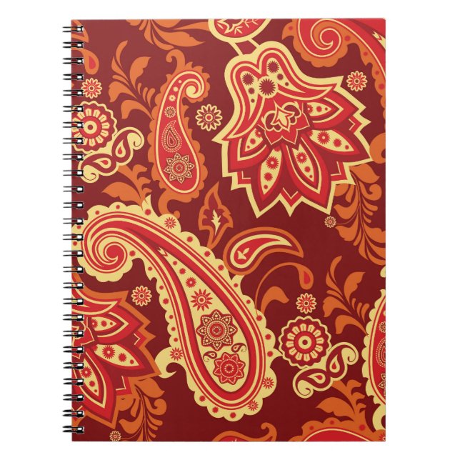 Cuaderno Paisley, flores: patrón ornamental sin costura (Frente)