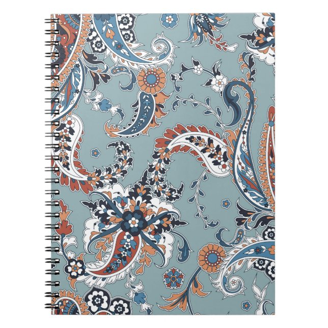 Cuaderno Paisley indio de moda: fondo sin costura. (Frente)