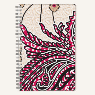 Cuaderno Paisley Rojo Diario Floral Boho