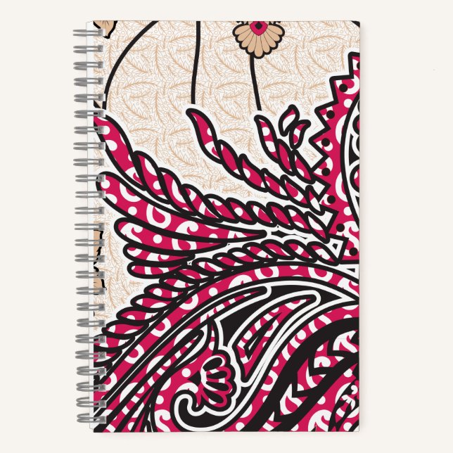 Cuaderno Paisley Rojo Diario Floral Boho (Anverso)