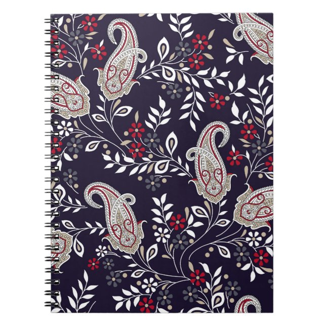 Cuaderno Paisley tradicional india, patrón sin fisuras. (Frente)