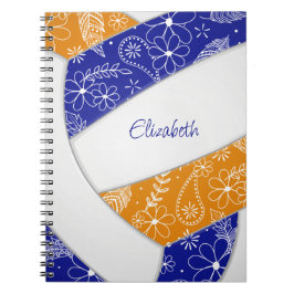 Cuaderno paislies plumas azul naranja boho voleibol