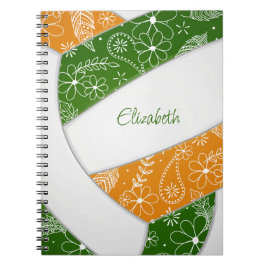 Cuaderno paislies plumas verde naranja boho voleibol