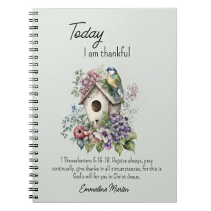 Cuaderno Pajarera con versículo bíblico de gratitud cristia