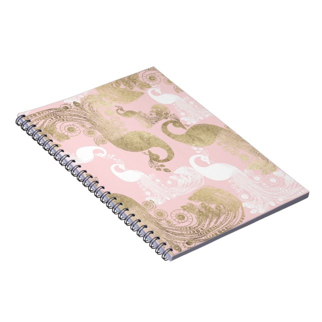 Cuaderno Pajarito real de oro blanco rosado de Rubor (Lado Derecho)