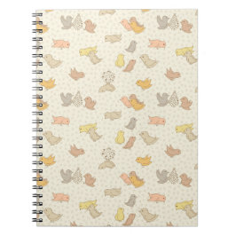 Cuaderno Pajaritos y plumas sobre beige - patrón.   
