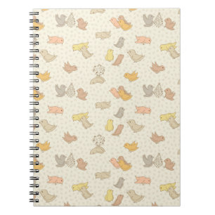 Cuaderno Pajaritos y plumas sobre beige - patrón.   