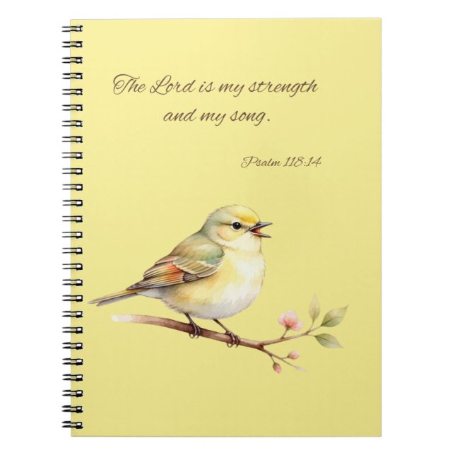 Cuaderno Pájaro Amarillo Salmo 118:14 (Frente)