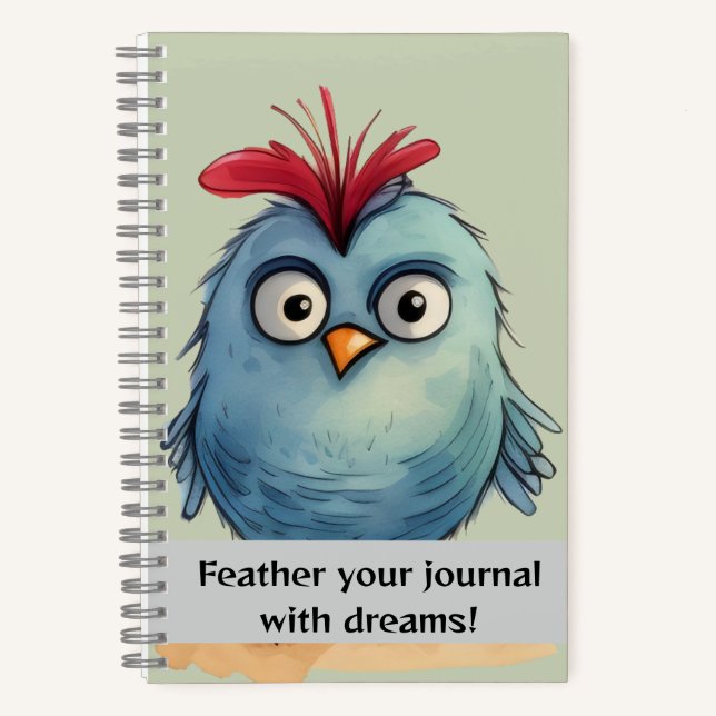 Cuaderno Pájaro azul Caperas rojas en la cabeza (Anverso)