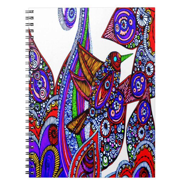 Cuaderno Pájaro Azul De Paraíso Blanco Espiral Portátil (Frente)