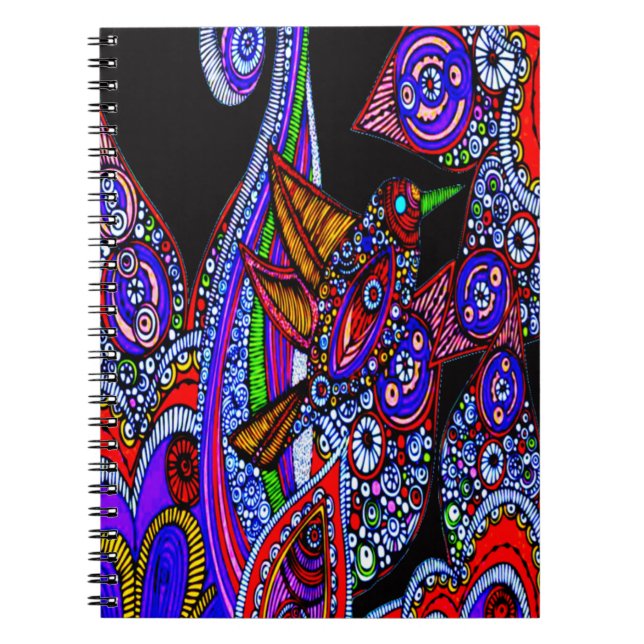 Cuaderno Pájaro Azul De Paraíso Portátil De Espiral Negro (Frente)