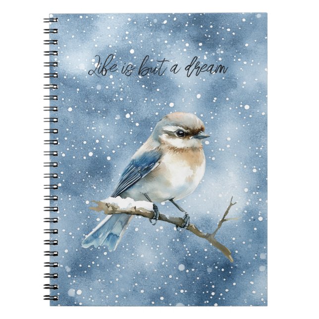 Cuaderno Pájaro azul en una rama de árbol (Frente)