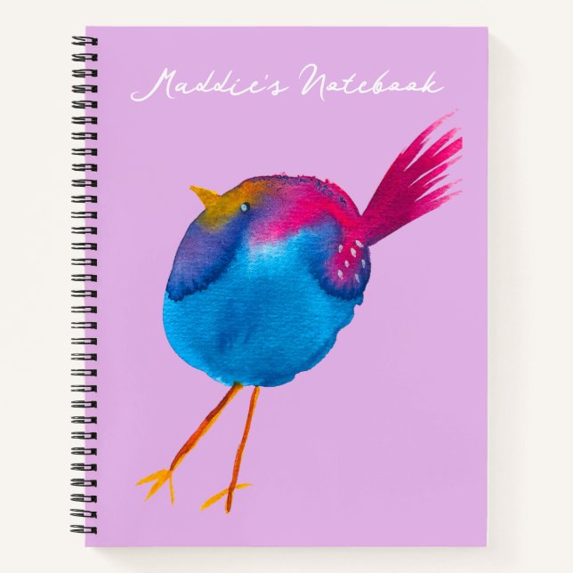 Cuaderno Pájaro azul lindo acuarela (Anverso)