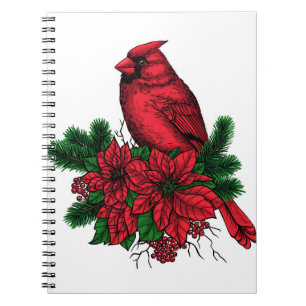 Cuaderno Pájaro cardinal, ilustracion Navidad