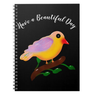 Cuaderno Pájaro Colorido Lindo en Rama Ave Cantora Dibuja