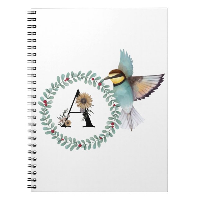 Cuaderno Pájaro con correa con letra "A" (Frente)