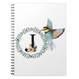 Cuaderno Pájaro con correa con letra "J"